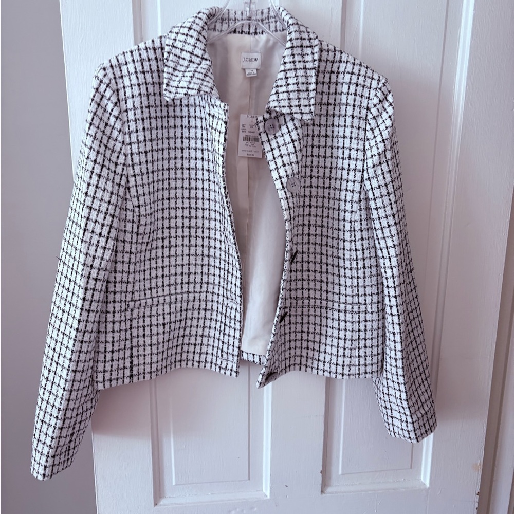 White and Black Tweed Womens Jacket